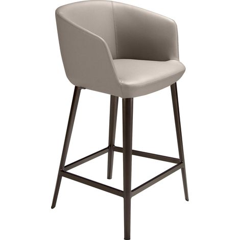 Tabouret design gris Angel Cerda confort et style - Gris taupe et métal brun (1/5)