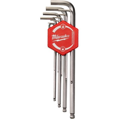 Set Chiavi Maschio Esagonali Lunghe Piegate Punta Sferica 9PZ Milwaukee - 4932478621 (1/4)