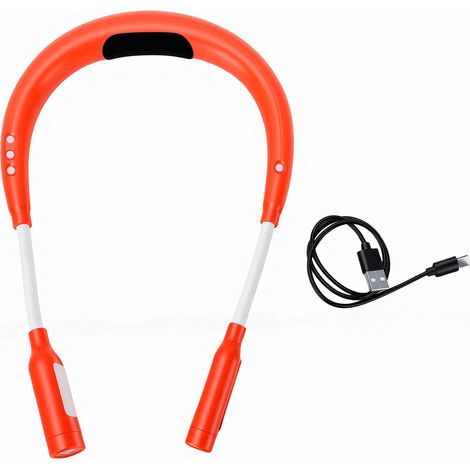 Lampe de cou LED orange, 3 couleurs, 5 luminosité, lecture avec fonction chauffante, lampe flexible et pliable, batterie rechargeable durable de 5 à 50 heures (1/5)