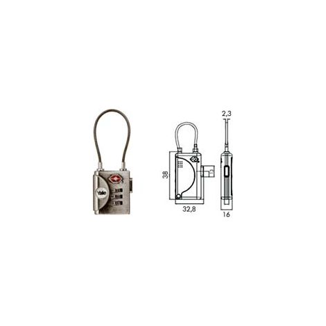 LUCCHETTO AD ARCO A CAVO A COMBINAZIONE CON DISPOSITIVO TSA TP3- - mm.32 (YTP3/32/350/1) - 1 blister YALE