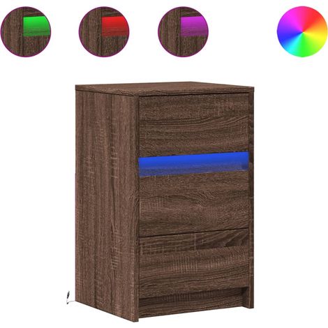 Maison Exclusive - Nachttisch mit LED-Leuchten Braun Eichen-Optik