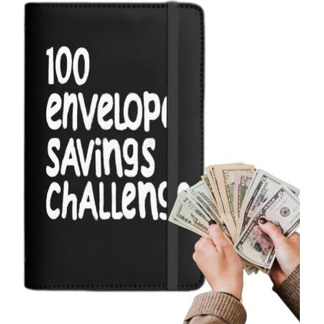 Beyamis Classeur défi épargne 100 enveloppes – budget dollars, planificateur A6, suivi épargne, noir (1/5)