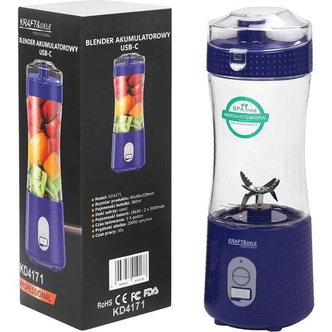 Wiederaufladbarer USB-C-Standmixer 380 ml  Kraft&Dele