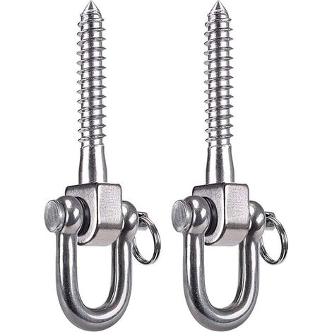 Lot de 2 crochets de balançoire à 180° en acier inoxydable SUS304 - Capacité de 800 kg - Pour aire de jeux, yoga, hamac, corde, sac de sable, sac de frappe, porche-DOU