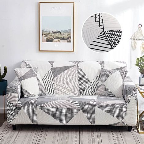 Housse de Canape 3 Places Impression 190-230cm + 1 Pc Taie d'oreiller gratuite -A24 (1/4)