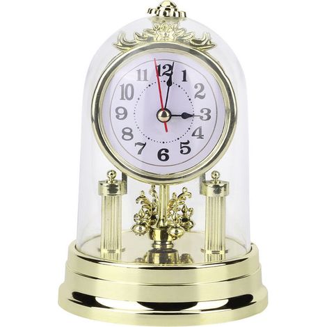 1 horloge de salon rétro, design européen élégant, horloge de table silencieuse en finition or, décoration intérieure chic pour intérieur moderne ou classique (1/5)