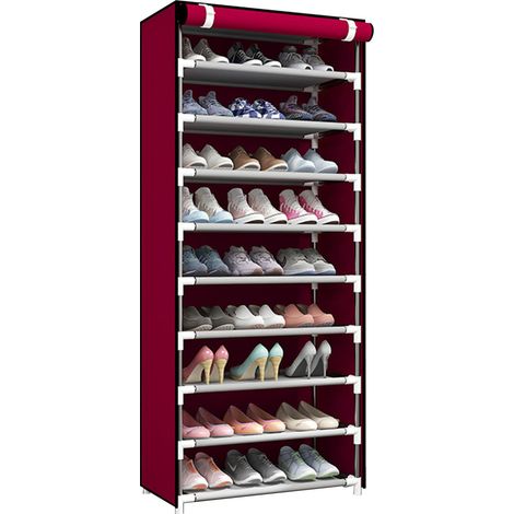 Meuble à chaussures à 10 niveaux, anti-poussière, robuste et stable, idéal pour ranger vos chaussures à la maison.
