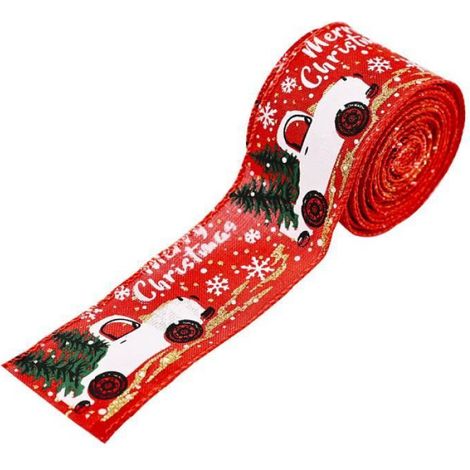 1 Ruban, toile de jute, bord filaire, rouge, 5cm x 5m, arbre de Noël, guirlande, décoration de fête (1/4)