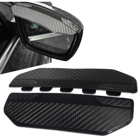 Beyamis Lot 2 protections rétroviseurs carbone - Anti-pluie PVC 17.5cm clip pour SUV (1/5)