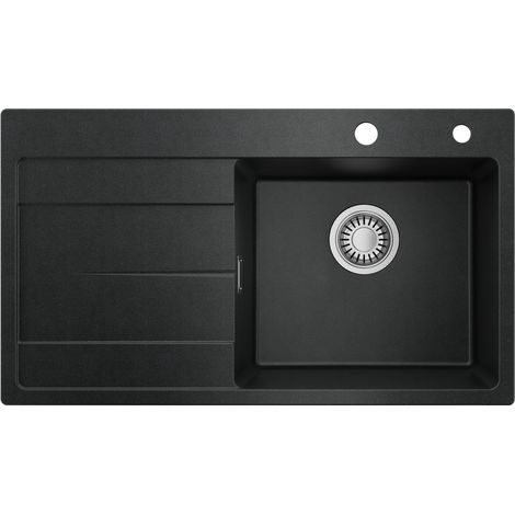 Sofetiy Max Lavello in granito 78 x 45 cm, lavello sottotop con sifone, piletta e troppopieno, lavello da appoggio per cucina