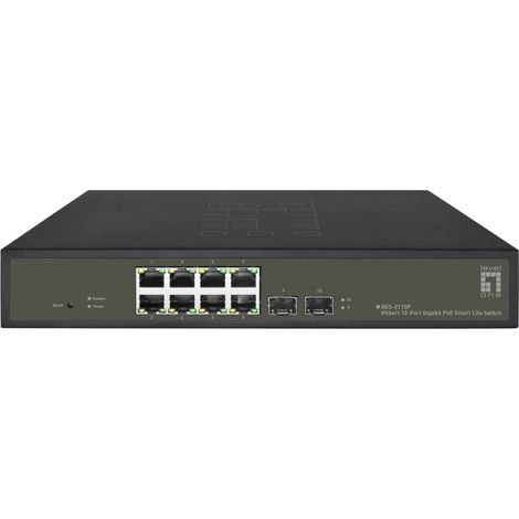 LevelOne GES-2110P switch di rete Gestito L2 Gigabit Ethernet (10/100/1000) Supporto Power over Ethernet (PoE) Nero (1/4)