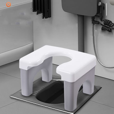 Silla de inodoro portátil y elegante fabricada en polipropileno: estable, antideslizante e higiénica para adultos, color gris alto. (1/5)