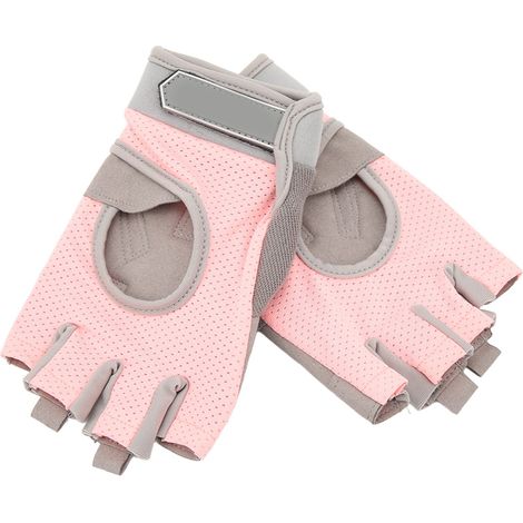 1 paire de gants de musculation respirants pour femmes, pour l'haltérophilie, le sport et l'équitation, demi-doigts, antidérapants, résistants à l'usure, équipement de protection rose M (pour une larg (1/5)