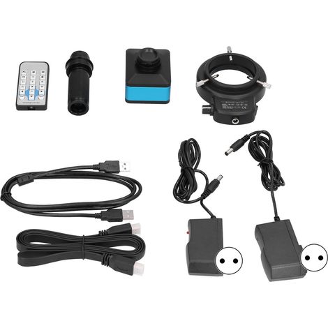 Caméra Microscope Industrielle 12MP 1080P HD + Objectif C-Mount 120X + Éclairage LED 144 Lampes AC100-240V Prise UE (1/5)