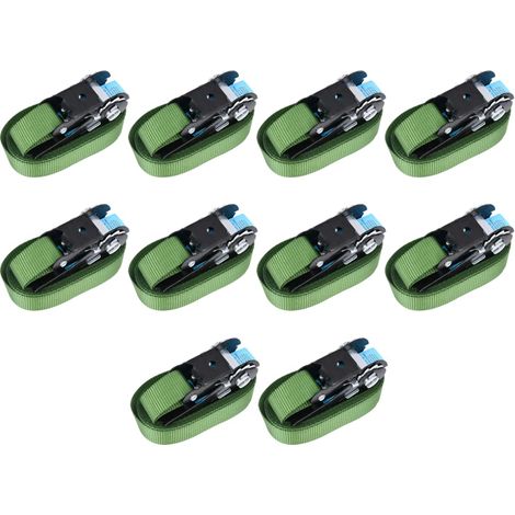 Ratchet Tie Down Straps 10 pcs 800 daN 6 m Green vidaXL