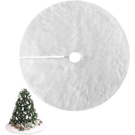 Jupe Sapin de Noël 78 cm Blanc Peluche Neige - Tapis Couvre Pied pour Décorations d'Arbre de Noël et Vacances (1/5)