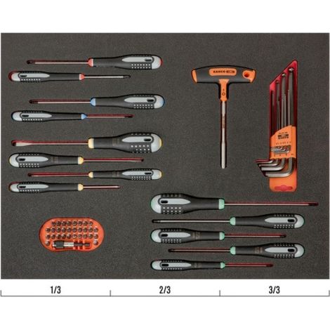 BAHCO - Jeu de tournevis/embouts/douilles, module mousse 3/3 Fit&Go - 54 pcs