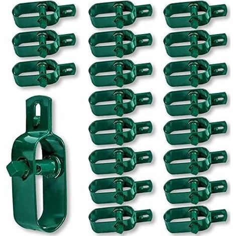 20 Pièces Tendeur Grillage 2 95MM, Tendeur de Clôture, Tendeurs à Fil Barbelé, Kit de Connecteurs Tendeur de Corde pour Fil de Tension (Vert) (1/5)