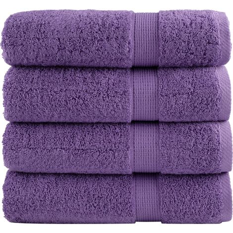 Serviettes de douche haut de gamme SOLUND, lot de 4, violettes, 70 x 140 cm, 600 g/m²