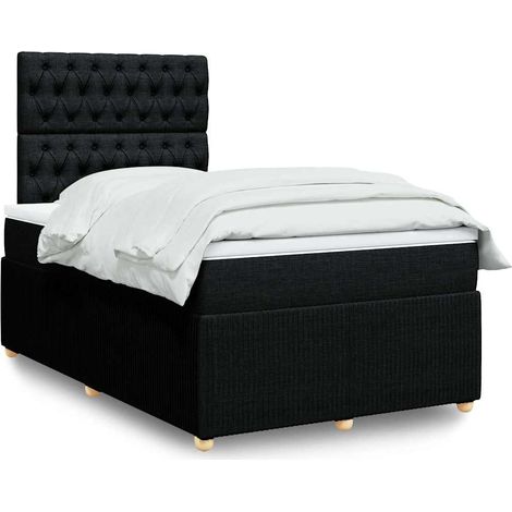 Boxspringbett mit Matratze Schwarz 120x200 cm Stoff