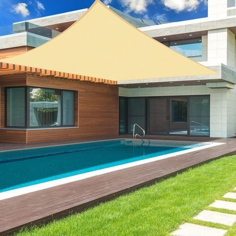 Rechteckiges Sonnensegel 3x3 m, sandfarben, wasserdichtes Material, 95 % UV-Schutz, für den Außenbereich, Garten, Terrasse und Pool (1/4)