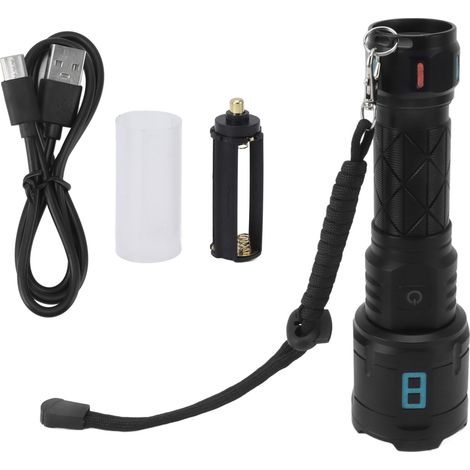 Lampes torches LED rechargeables 10 000 lm, 5 modes, ultra-lumineuses et étanches, avec bande fluorescente pour les situations d'urgence. (1/5)