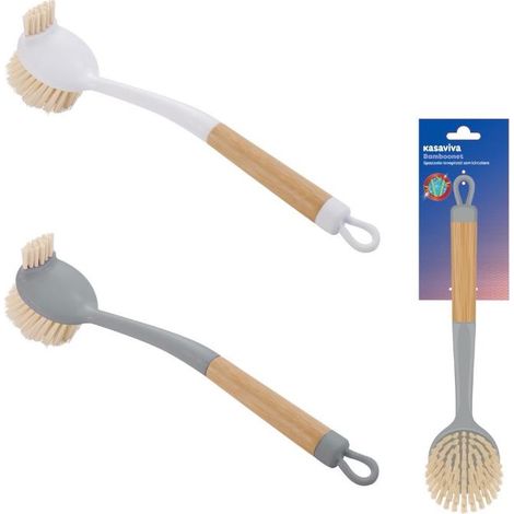 1 Pezzo Spazzola Lavapiatti Bamboonet Doppia 30 cm 2 Colori