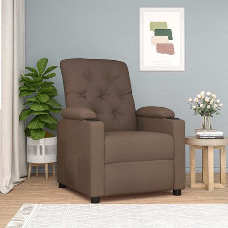 vidaXL Recliner Chair Brown Fabric (1/5)