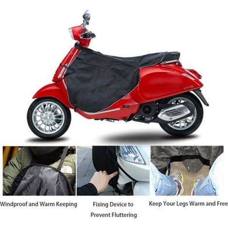 Couvre Jambe Scooter, Scooter Tablier, Universel Housse Protection Contre Le Froid et la Pluie au Etanche avec Bande Réfléchissante, Protège Jambes et Genouillère en Hiver pour Conducteur - Noir (1/4)