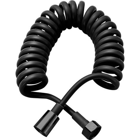 Tubo doccia, tubo doccia telescopico, tubo flessibile telescopico a molla, tubo doccia a molla in ABS per bagno, doccetta a mano, WC, spruzzatore bidet (nero, 3 m) (1/4)