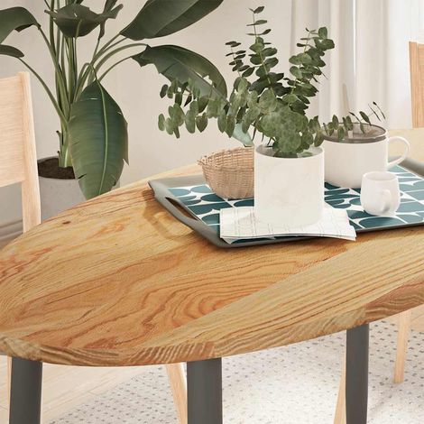 Tischplatte Hellbraun 120x60x2 cm Massivholz Eiche Oval