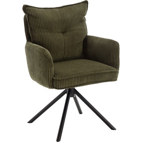 Wahson Chaise de bureau en velours côtelé – Dossier ergonomique à double épaisseur – Rotation 360° – Hauteur d'assise 47 cm – Couleur verte