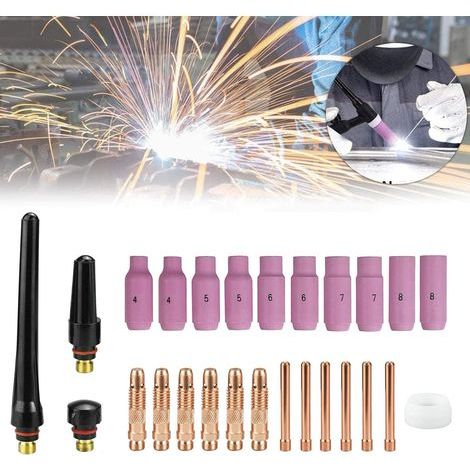Kit Torche 26Pcs Tig Accessoire Soudage Pour Poste a Souder Buse Tig WP 17/18/26 TIG Torche Soudage,Accessoires de Soudage TIG avec Buse en céramique à Collet Corps Capuchon Arrière