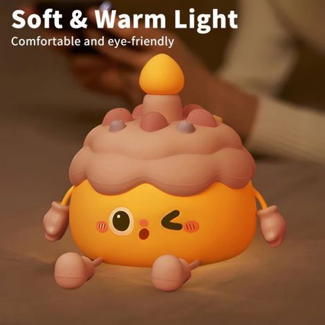 1 Veilleuse silicone, forme gâteau, luminosité réglable, batterie 800mAh, support téléphone, chambre enfant (1/5)