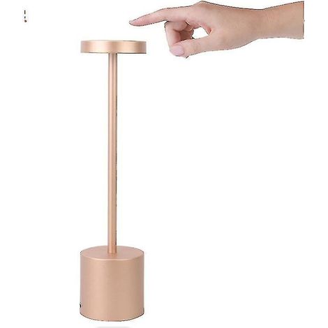 Lampe de Table Led sans fil, petite lampe de bureau en métal Rechargeable, 3 niveaux de gradation, moderne, hôtel, Restaurant, chambre à coucher, or R (1/4)