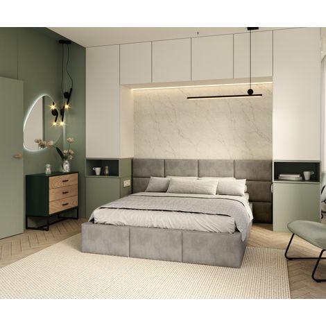 Lit coffre Miami 160 x 200 cm avec sommier à lattes relevable Gris Clair (1/5)