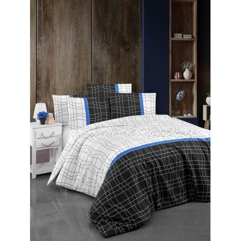 Bettwäsche - 1 Bettbezug 220 x 240 cm + 2 Kissenbezüge 60 x 60 cm - 65% Baumwolle, 35% Polyester - Weiß
