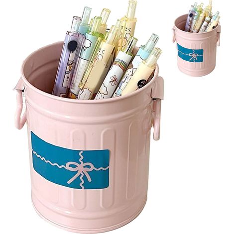 Porte-stylo en métal grande capacité, mignon et pratique, pour bureau, salle de classe ou études, rose, taille unique (1/5)