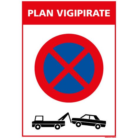 PANNEAU PLAN VIGIPIRATE ARR T ET STATIONNEMENT INTERDITS (VIGIPIRATE7) - Adhésif - 150 x 210 mm