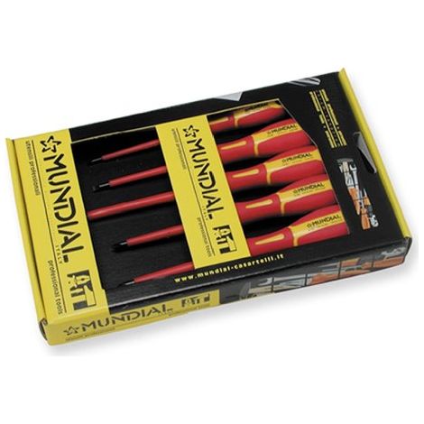 SET SERIE 5PZ CACCIAVITI GIRAVITI ISOLATI 1000V VDE A TAGLIO E A CROCE MUNDIAL (1/3)
