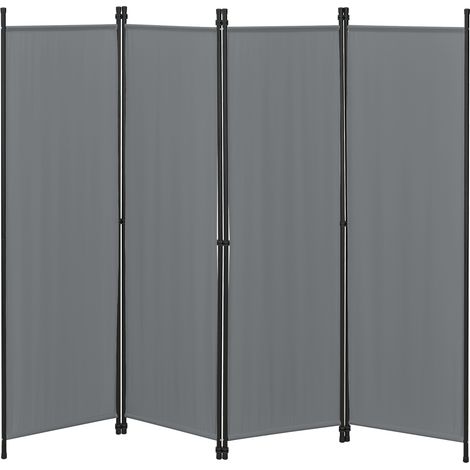 Raumteiler Huesca 4-teilig 200x171 cm Dunkelgrau en.casa