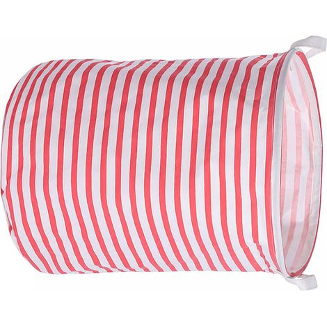 Panier à linge sale en lin et coton, imperméable, multi-usage, à rayures rouges (1/5)