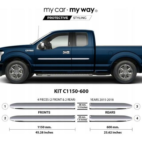Ford F150 15-18 - Molduras centrales de puertas laterales cromadas (1/2)