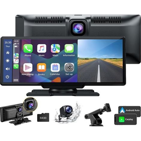 Écran sans fil CarPlay, écran tactile de 9,26 pouces, Apple CarPlay et Android Auto, caméra embarquée 2K, caméra de recul, Bluetooth 5.0, radio FM (1/5)