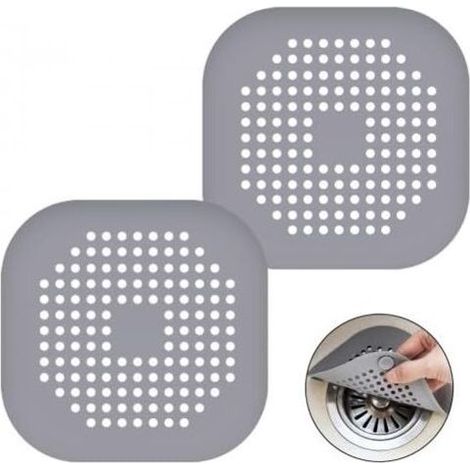 2 Piece Silicone Drain Cover, Kitchen Sink Strainer with Suction Cups, Bathtub Drain Cover Strainer, Kitchen and Bathroom Sinker, Grey (1/3)