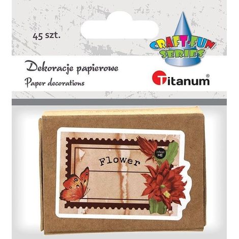 Decoraciones de cartón para notas en una caja de 45 unidades.