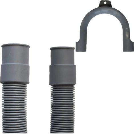 Tubo Desagüe Lavadora y Lavavajillas 3/4 Pulgada, 1 Metro, Gris con Soporte (1/5)
