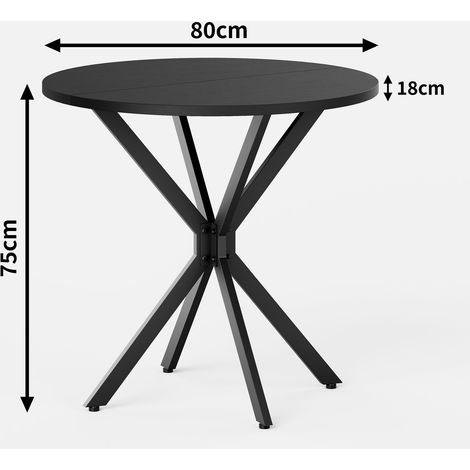 Table ronde noire 80 cm avec pieds en X - Bureau pour télétravail, table de cuisine ou salon, idéale pour balcon (1/5)