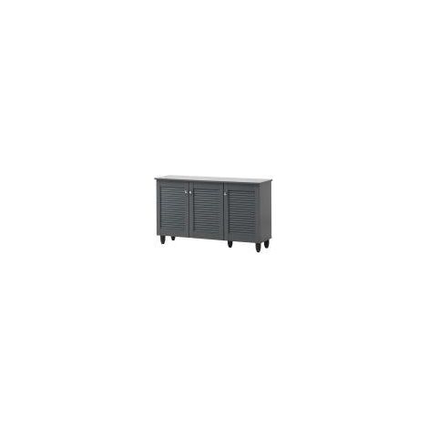 3 Door Shoe Cabinet Slim Storage Unit With Metal Handles & Shelves Grey (1/5)