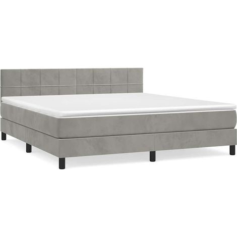 Maison Exclusive - Giroletto a Molle con Materasso Grigio Chiaro 160x200cm Velluto (1/5)